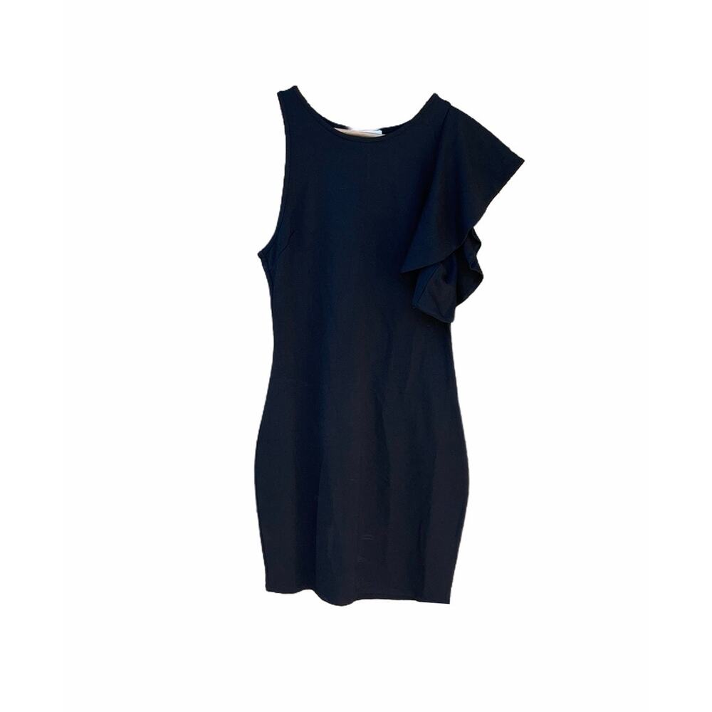 Bailey Blue Side Ruffle Cocktail Black Dress Size medium NEW